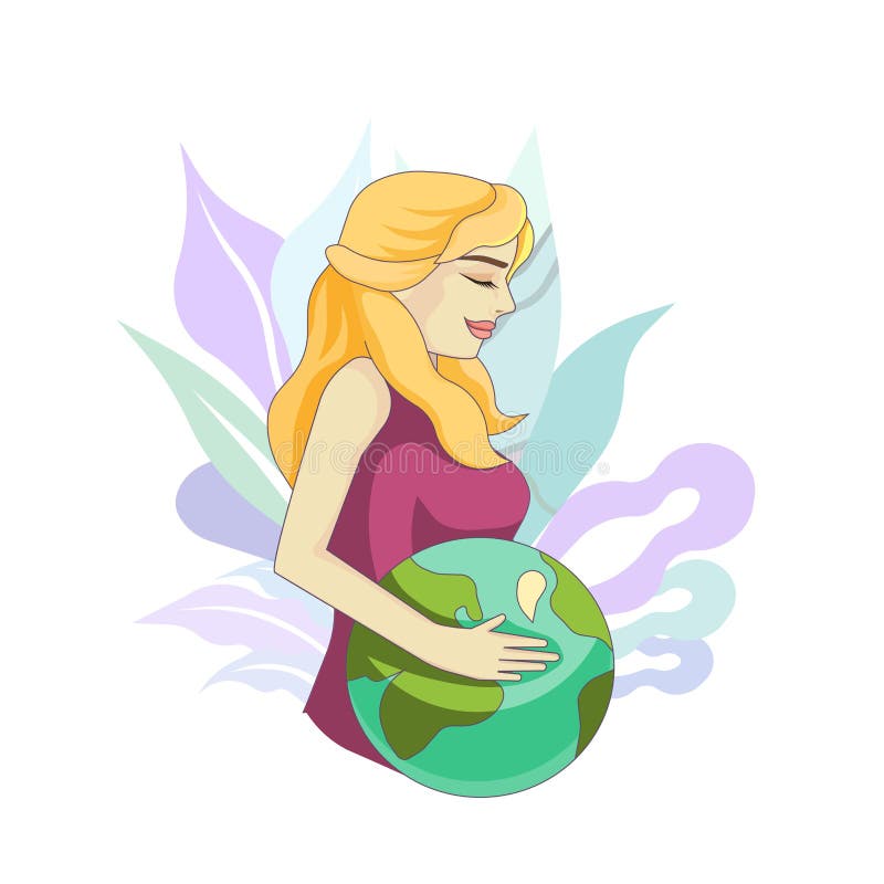 Pregnant Woman with the Earth in Belly in Cartoon Style, Isolated Expecting  Woman and Plants on Isolated White Background, Concept Stock Vector -  Illustration of evergreen, nature: 214333078