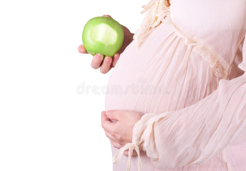 Pregnant woman eat apple stock photo. Image of attractive 13110100