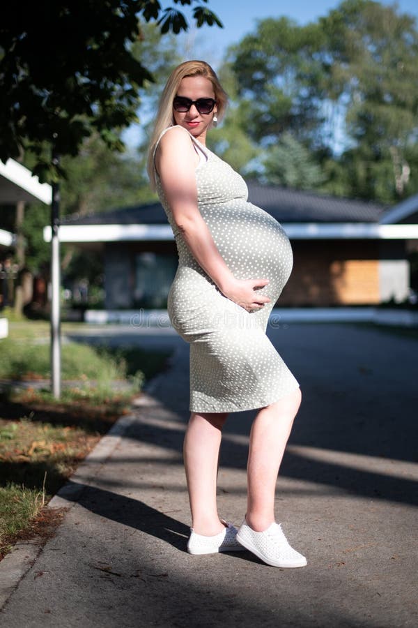 Pregnant Woman Feeling Lovely and Relax in Park Stock Photo - Image of ...