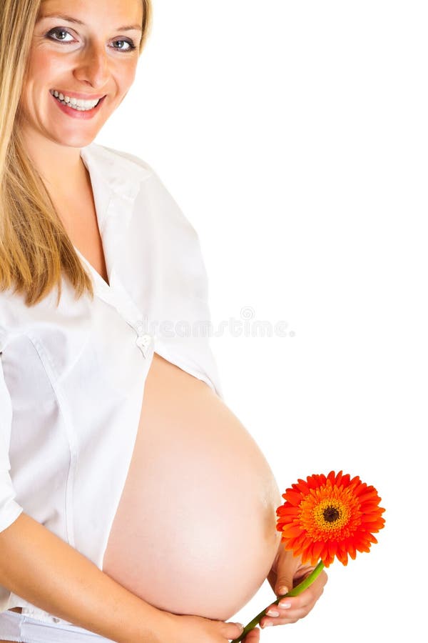 Pregnant woman with flower