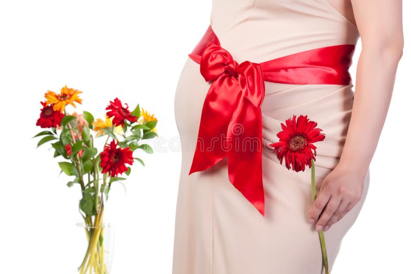 Pregnant Woman with Flowers Stock Photo Image of feminine, flower