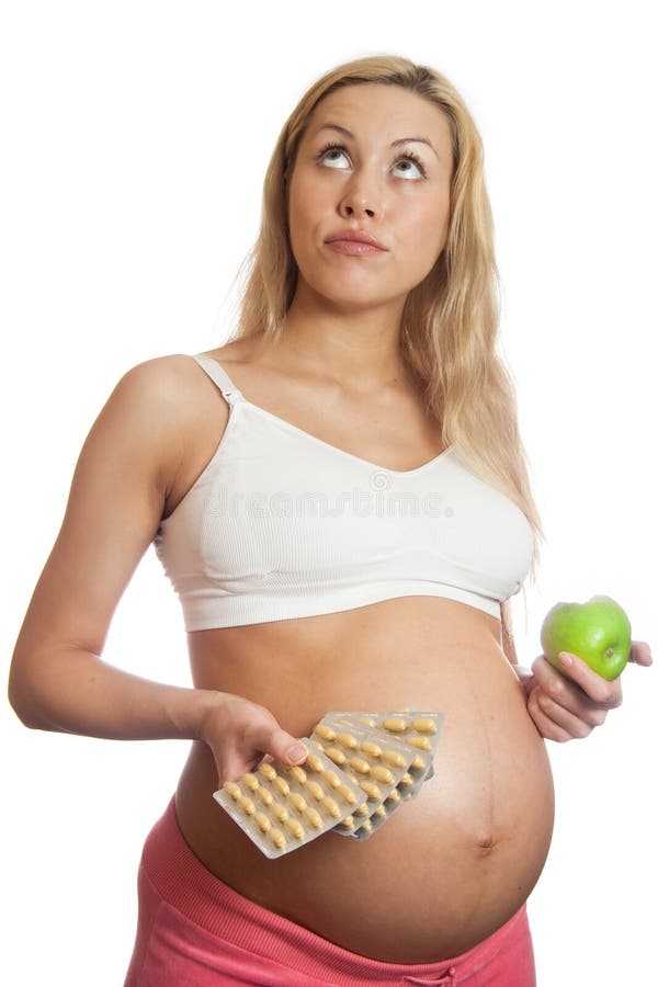 Pregnant woman and healthy food