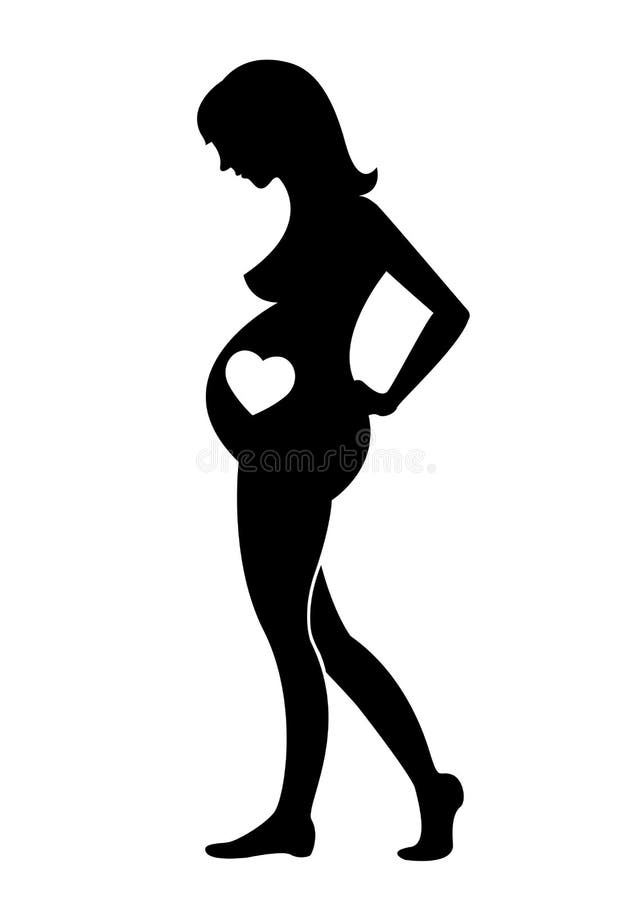 Woman Pregnant Icon With Heart Icon Stock Vector Illustration Of Girl Birth 97064603