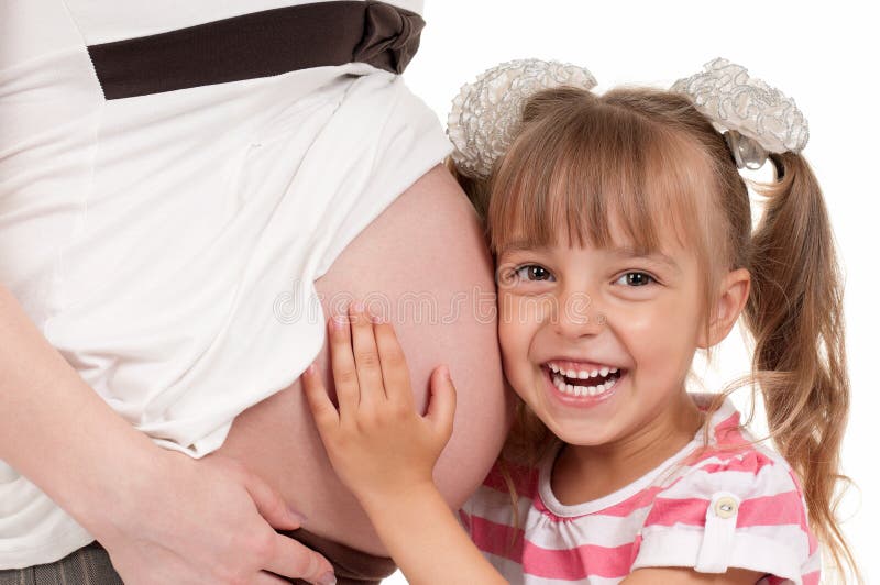 Pregnant woman with her daughter