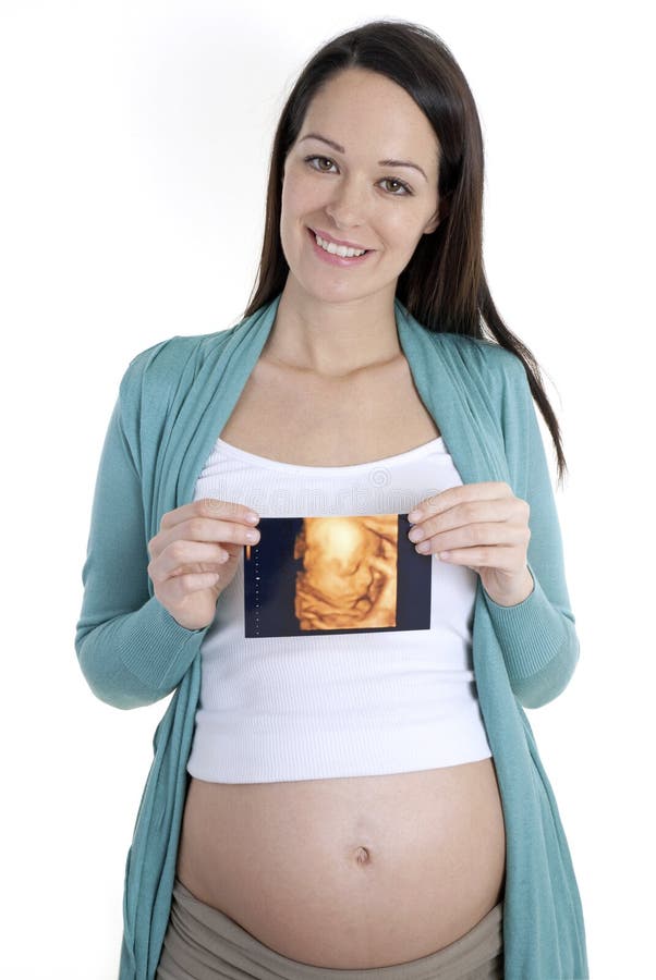 Pregnant woman holding 4d scan