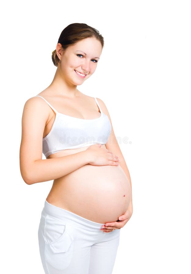 Pregnant woman holding piggy bank