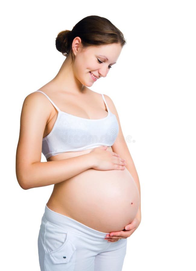 Pregnant woman holding piggy bank