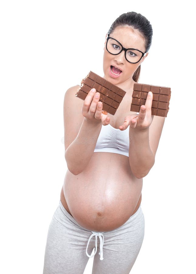 Pregnant woman over white