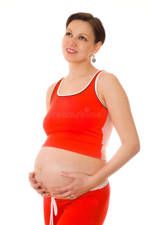 Pregnant woman in bikini stock photo. Image of brown, suit 8624984