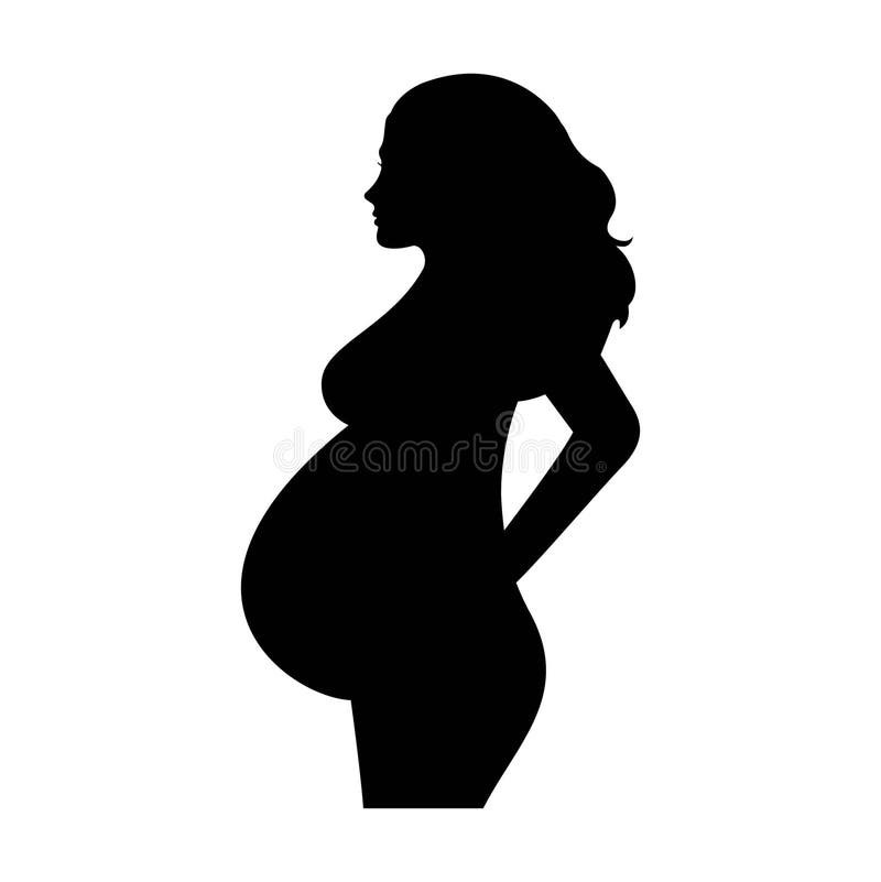Pregnant Woman Silhouette on the White Background. Isolated ...