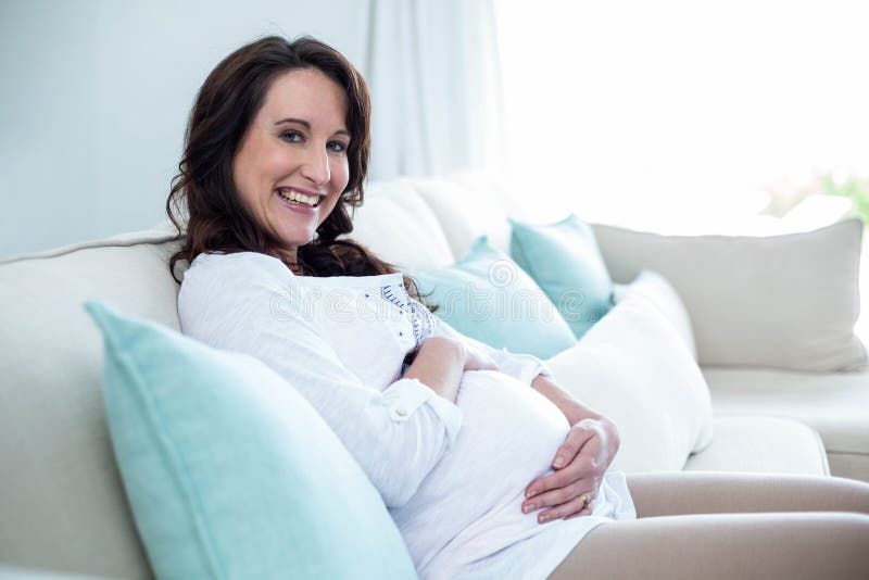 pregnant woman in living room