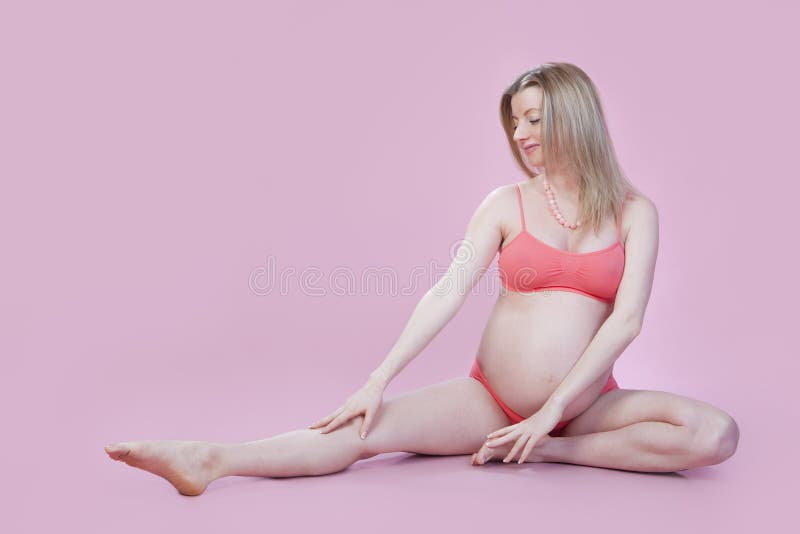 Pregnant woman in studio