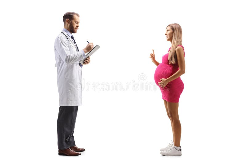 Pregnant Woman Talking To A Male Gynecologist Doctor Stock Image Image Of Prescription 