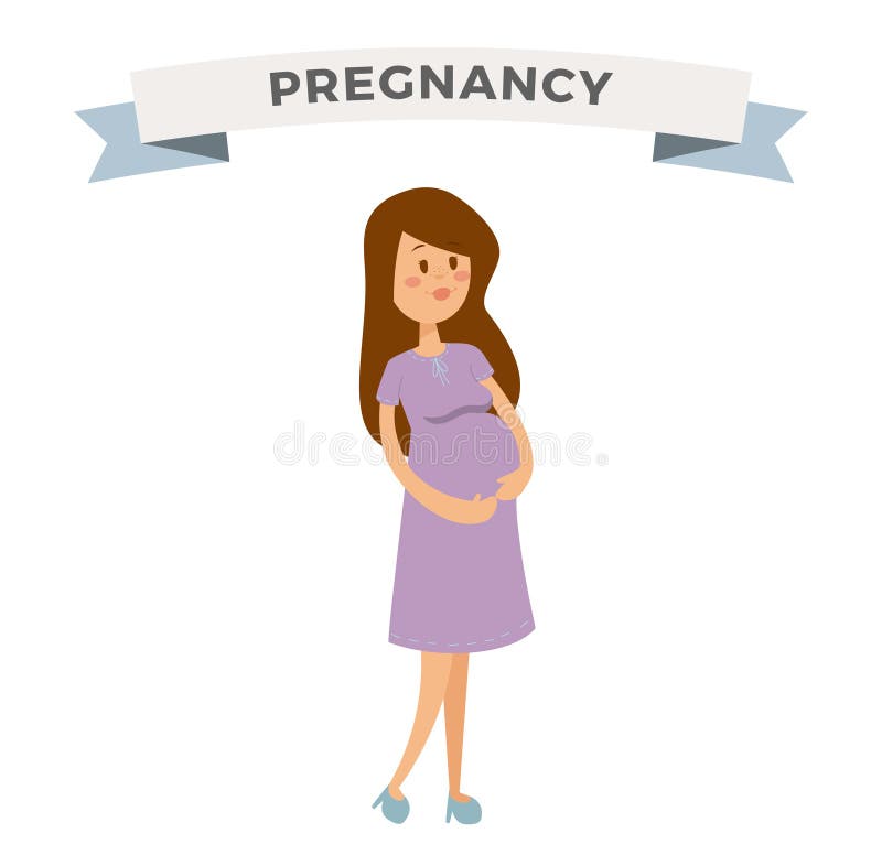 Pregnant Woman Vector Cartoon Illustration Stock Vector - Illustration ...