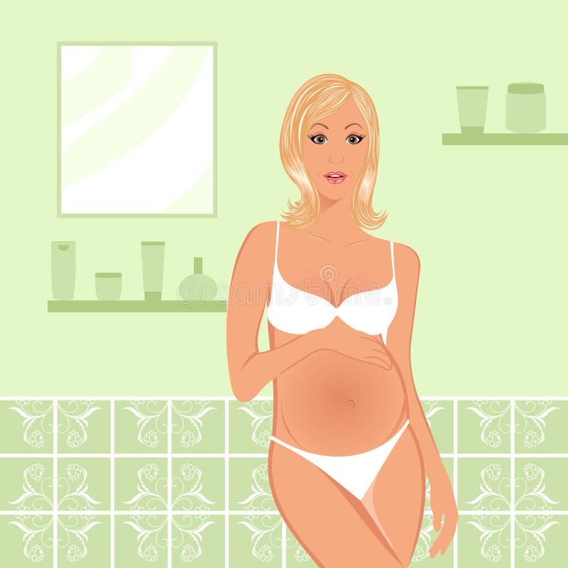 Pregnant women in bathroom