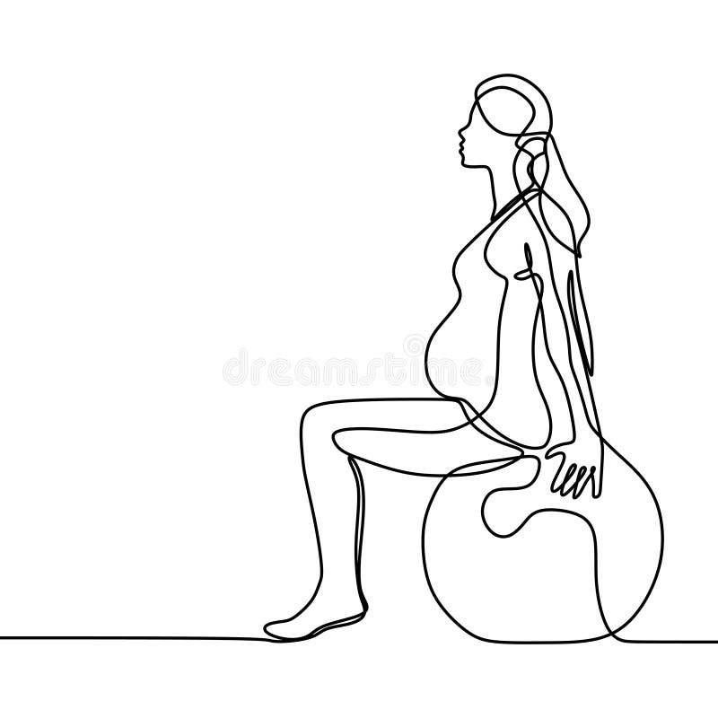 Pregnant women continuous line drawing minimalist design doing yoga