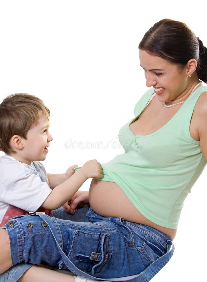 Pregnant women and little boy