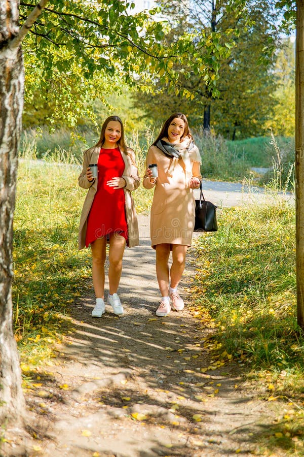 Pregnant Women Walking In A Park Stock Image - Image of ...