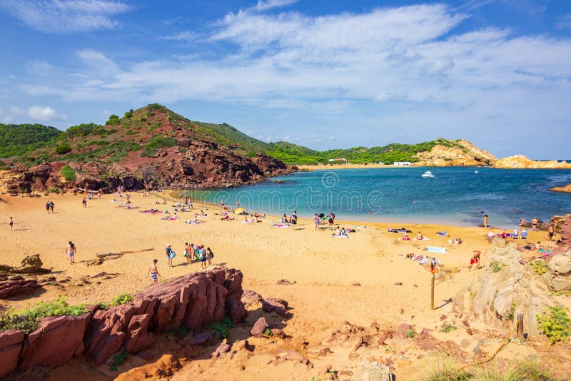 Pregonda-stranden i norr om menorca spain royaltyfria foton