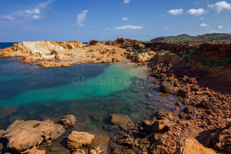 Pregonda-stranden i norr om menorca spain royaltyfria bilder