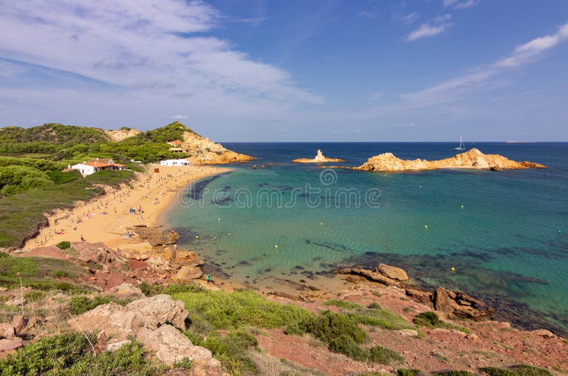 Pregonda-stranden i norr om menorca spain royaltyfria foton