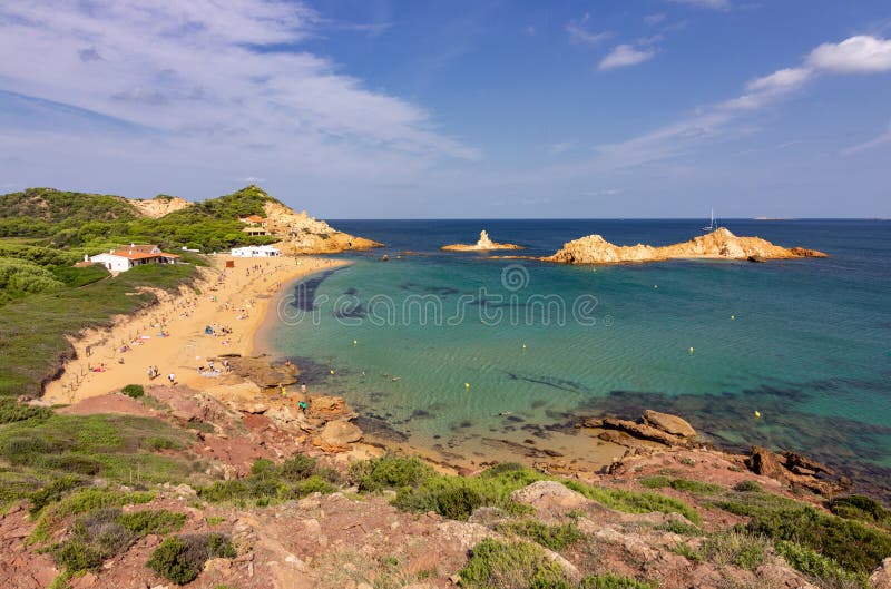 Pregonda-stranden i norr om menorca spain royaltyfria foton