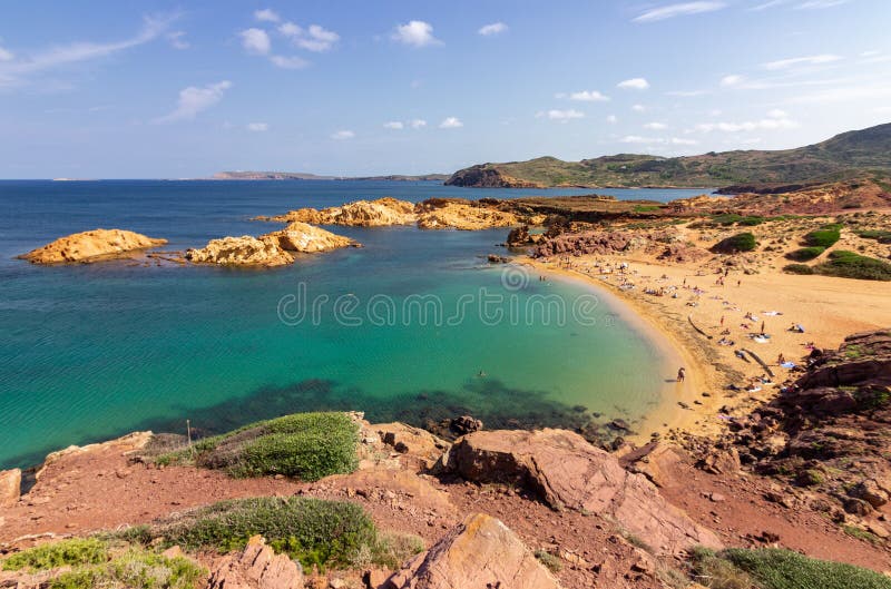 Pregonda-stranden i norr om menorca spain royaltyfria foton