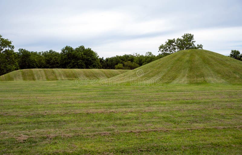Prehistoric Native American Grass Covered Earthworks Burial Mounds in ...