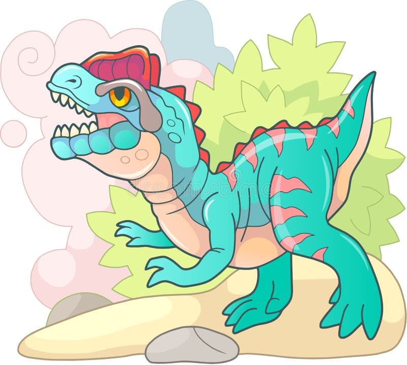 Vetor de personagem de dinossauro dilophosaurus de desenho animado