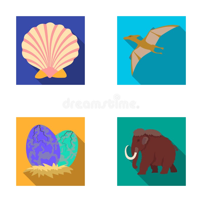 Prehistoric Shell, Dinosaur Eggs,pterodactyl, Mammoth. Dinosaur and  Prehistoric Period Set Collection Icons in Outline Stock Vector -  Illustration of tusks, paleontology: 93544469