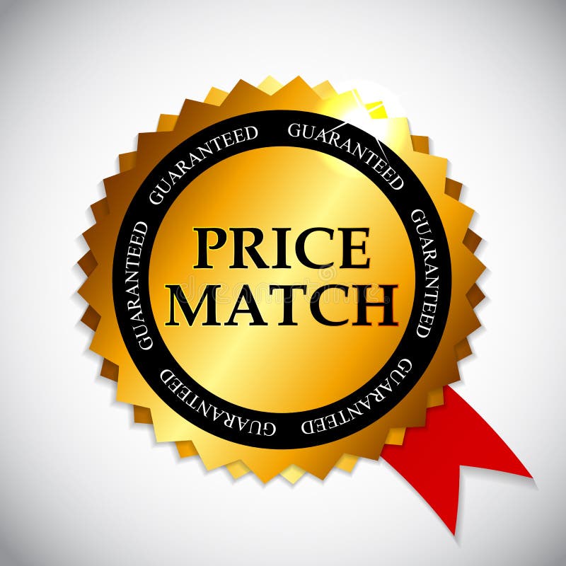 Preis-Match-Aufkleber-Vektor-Illustration stock abbildung