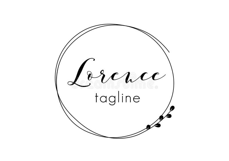 Premade logo design with minimalistic floral wreath. Feminine logotype template in elegant artistic style vector illustration Premade logo design with minimalistic floral wreath. Feminine logotype template in elegant artistic style vector illustration