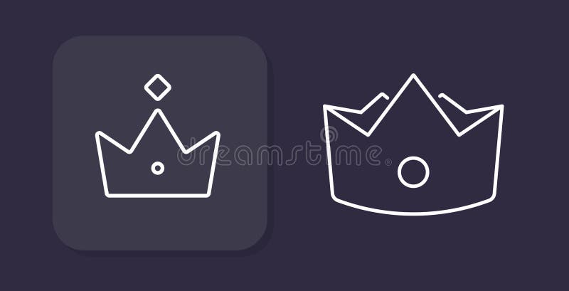 Premium crown icon simple line art stroke vector button ui interface element graphic illustration design, minimal outline linear royalty free illustration