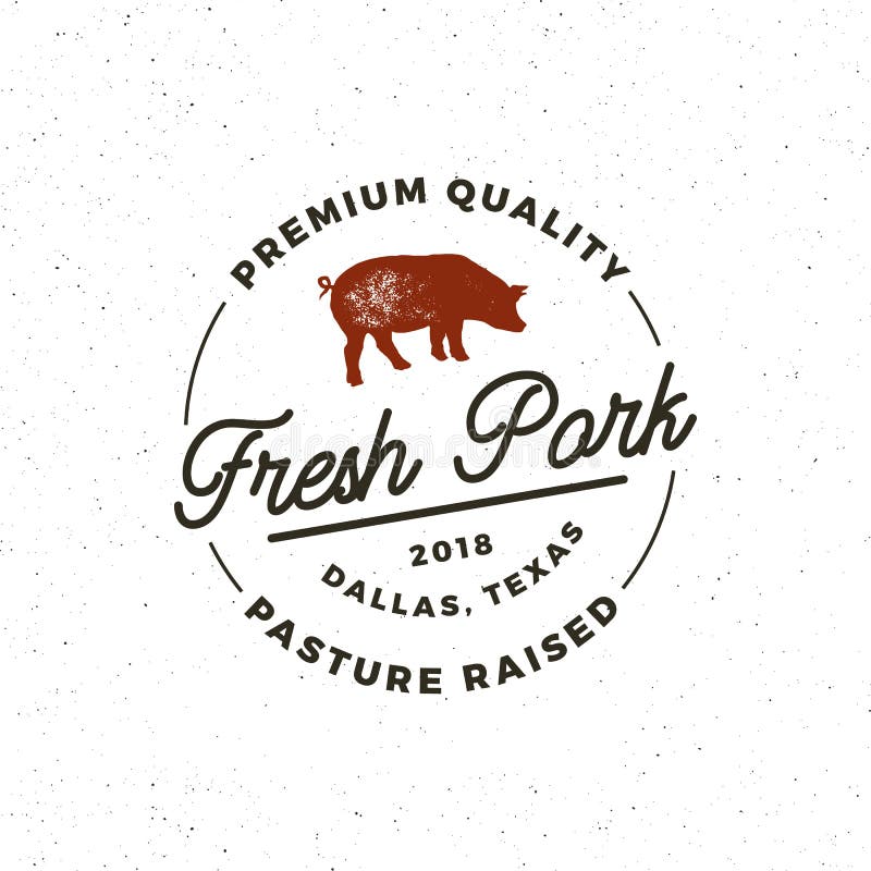 Premium fresh pork label. retro styled meat shop emblem. vector illustration vector illustration
