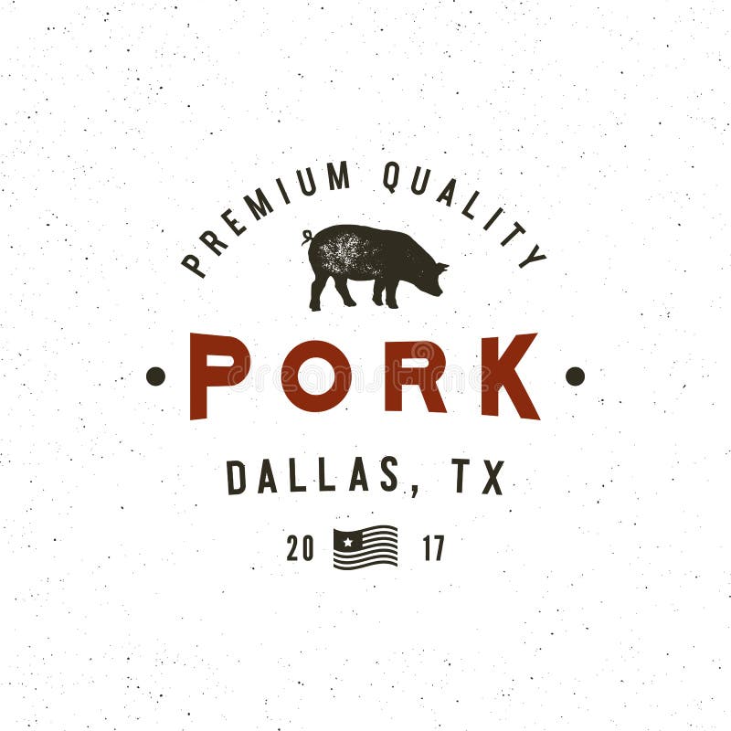 Premium fresh pork label. retro styled meat shop emblem. vector illustration stock illustration