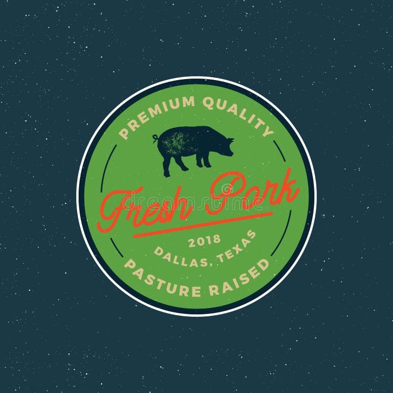 Premium fresh pork label. retro styled meat shop emblem. vector illustration stock illustration