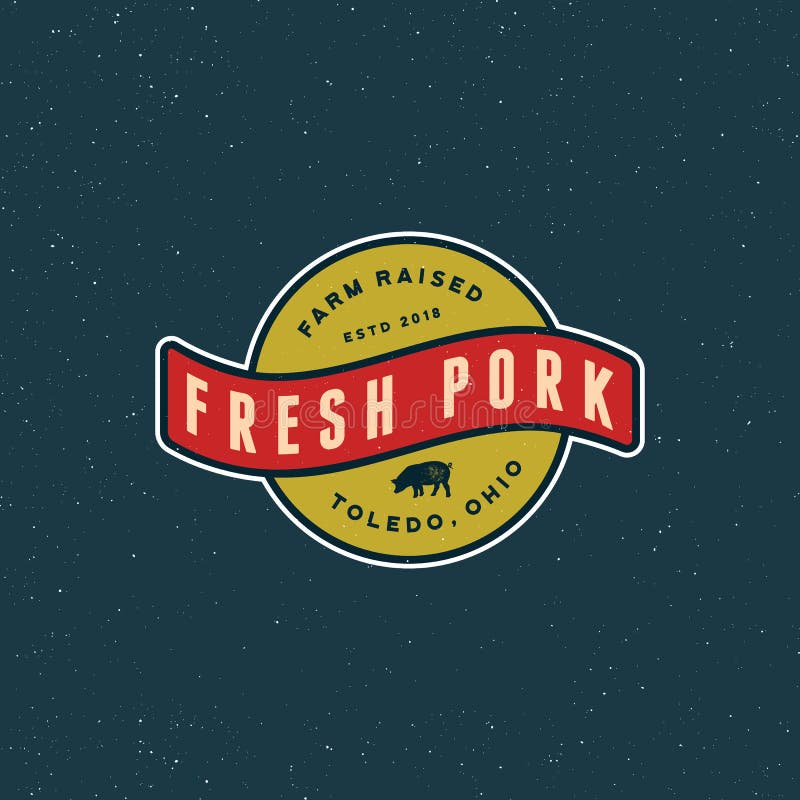 Premium fresh pork label. retro styled meat shop emblem. vector illustration stock illustration