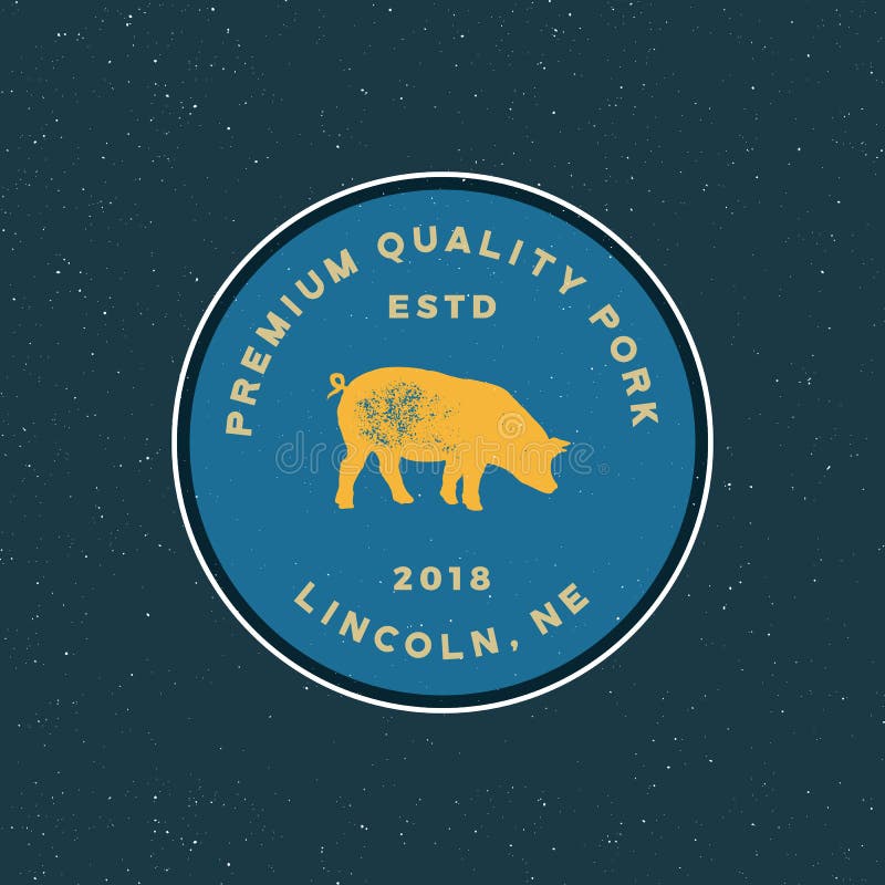 Premium fresh pork label. retro styled meat shop emblem. vector illustration royalty free illustration
