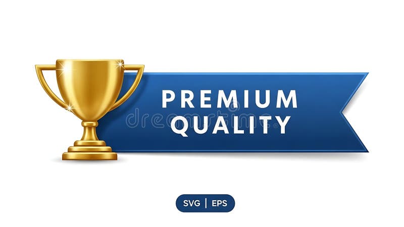 Premium Kwaliteits Award met Gouden Trofee vector illustratie