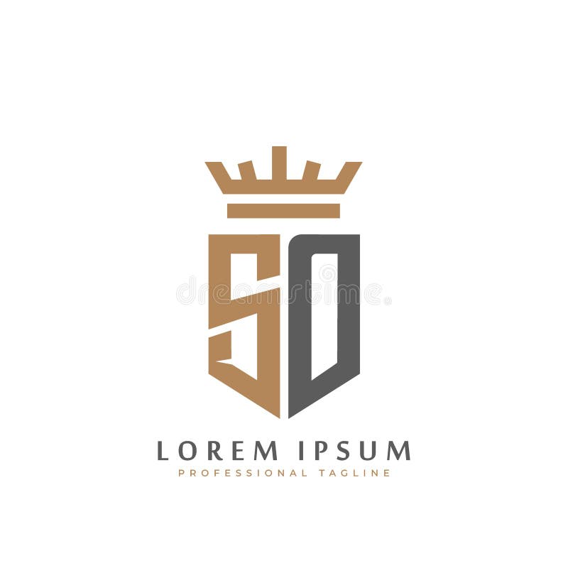 Premium So Monogram Of Two Letters S O Elegant Gold Shield Initials And Crown Geometric Old Retro Graphic Logo Design Alphabet Stock Vector Illustration Of King Design