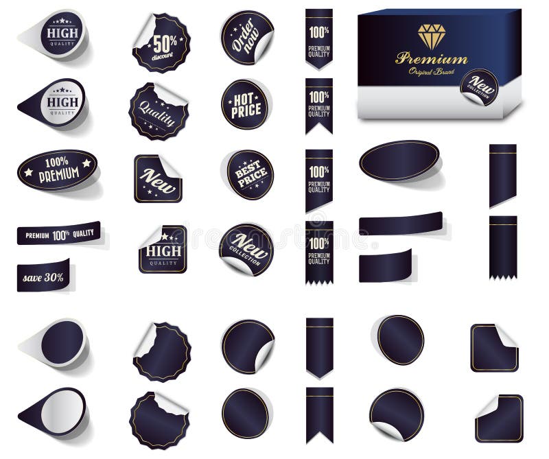 Premium Product Sticker Tags Purple and Blank Sticker Tags. Stock