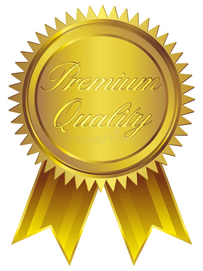 Gold premium quality badge Royalty Free Vector Image