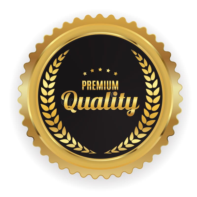 Premium Quality Golden Label Sign. Vector Illustration Stock