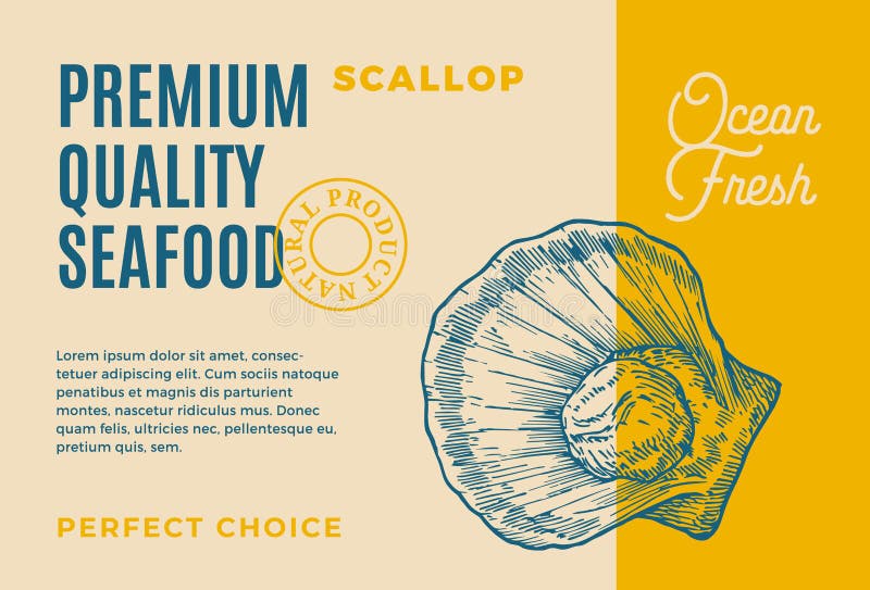 Premium Quality Seafood. Abstract Vector Packaging Design Or Label
