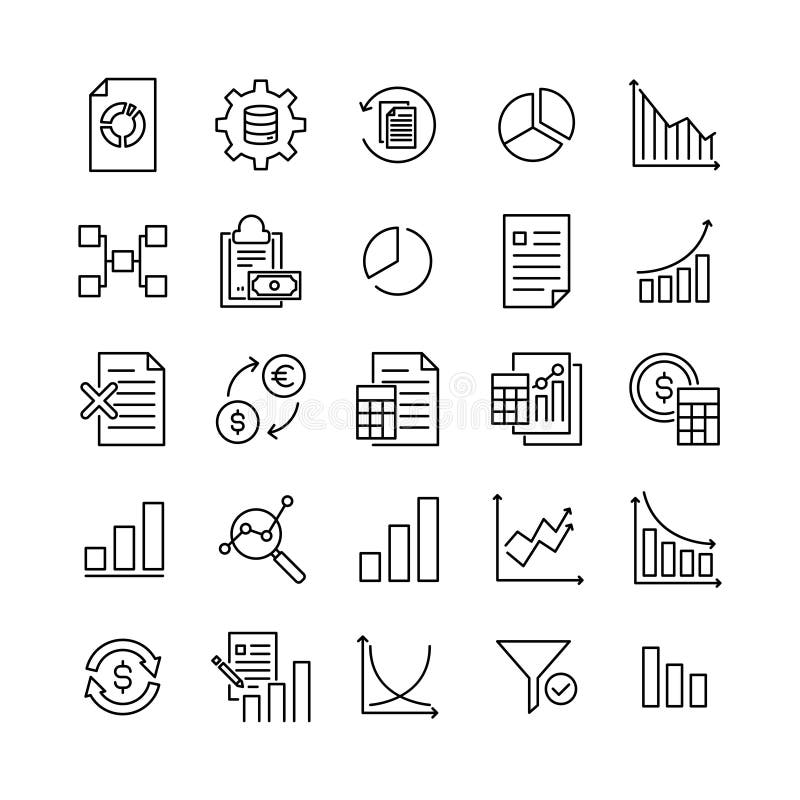 Premium set of big data line icons. stock illustration