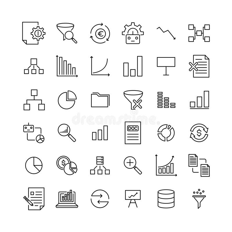 Premium set of big data line icons. royalty free illustration