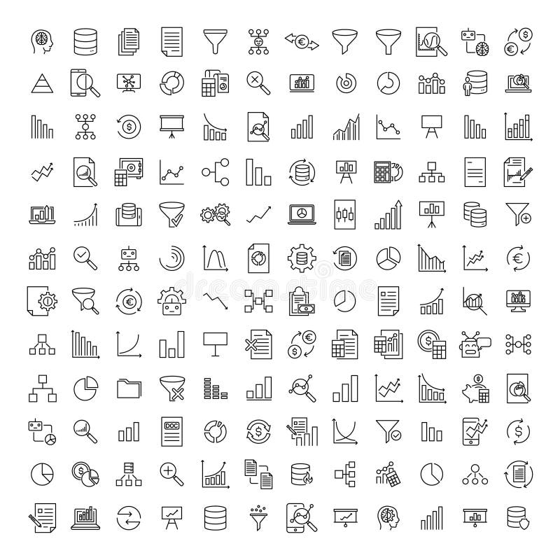 Premium set of big data line icons. royalty free illustration