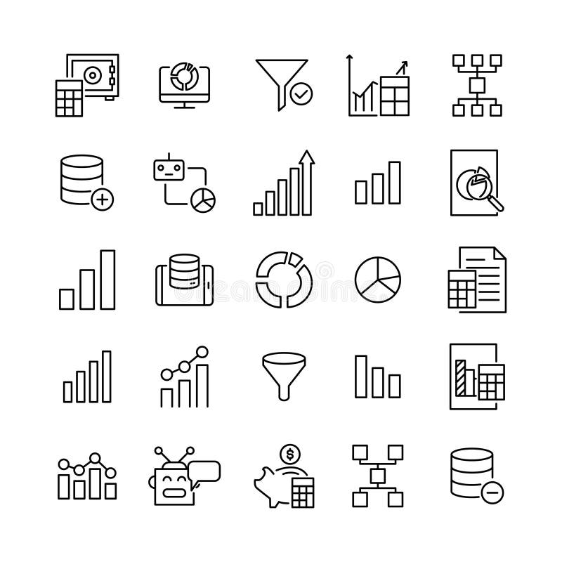 Premium set of data analytics line icons vector illustration