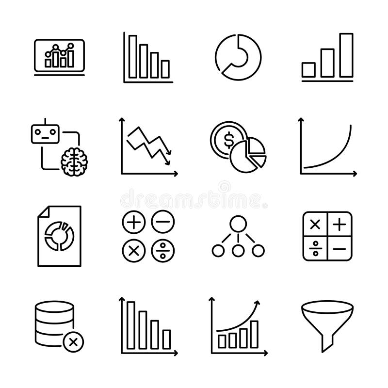 Premium set of data analytics line icons vector illustration