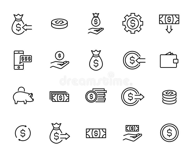 Premium Set of Money Line Icons. Stock Vector - Illustration of credit ...